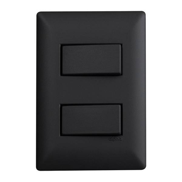 2 APAGADORES SENCILLOS CON PLACA DE PARED NEGRO