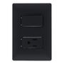 APAGADOR SENCILLO Y CONTACTO CON PLACA DE PARED NEGRO
