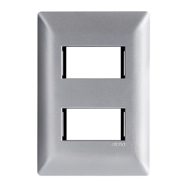PLACA DE PARED DE 2 MÓDULOS PLATA