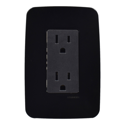 CONTACTO DÚPLEX CON PLACA DE PARED NEGRO