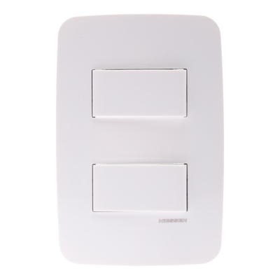 PLACA CON 2 APAGADORES SENCILLOS BLANCO