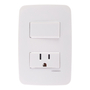 APAGADOR SENCILLO CON CONTACTO Y PLACA DE PARED BLANCO