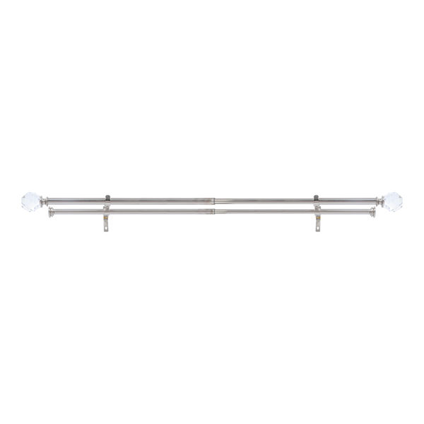 CORTINERO DE DOBLE BARRA METAL PLATA 3.04 M X 5.5 X 5.5 CM