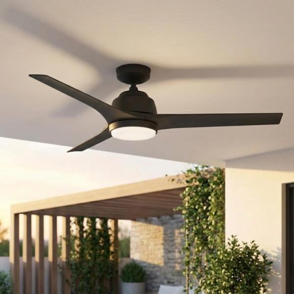 VENTILADOR DE TECHO GALLEGOS 52" MODERNO PARA EXTERIOR CON LED INTEGRADO NEGRO