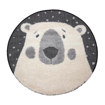 TAPETE PARA SALA POLIPROPILENO 120 X 120 CM GRIS CON DISEÑO DE OSO FÁCIL DE LIMPIAR