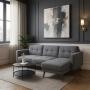 SALA ESQUINERA MODULAR BJORN RECLINABLE POLIÉSTER 271 CM GRIS SIN COJINES