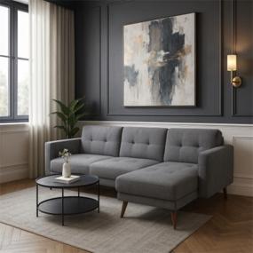 SALA ESQUINERA MODULAR BJORN RECLINABLE POLIÉSTER 271 CM GRIS SIN COJINES