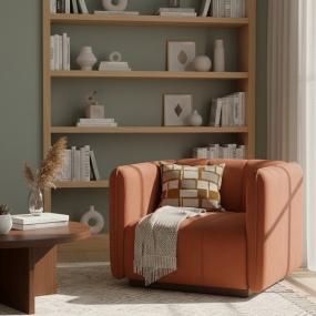 SILLÓN FIJO 1 PERSONA PORFIRIO TELA NARANJA