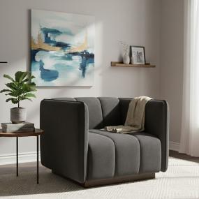 SILLÓN FIJO 1 PERSONA PORFIRIO TELA GRIS OSCURO
