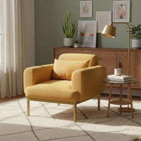SILLÓN FIJO 1 PERSONA TESLA TELA AMARILLO