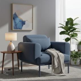 SILLÓN FIJO 1 PERSONA TESLA TELA AZUL