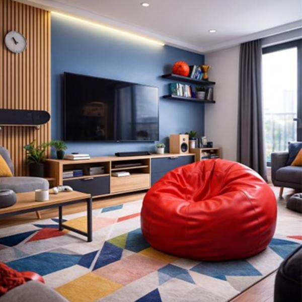 PUFF DECORATIVO VINIPIEL 1 X 1 M ROJO
