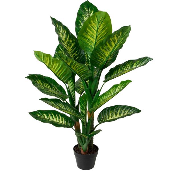 PLANTA GALATEA DE POLIETILENO ARTIFICIAL 110 X 65 CM CON MACETA DE PLÁSTICO