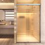 CANCEL PARA BAÑO CORREDIZO PERFIL PLATA VIDRIO ESMERILADO FRANJAS 121 A 130 X 190 CM ALUMINIO