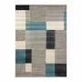 TAPETE PARA SALA POLIPROPILENO 200X290 CM AZUL CON DISEÑO DE CUADROS RESISTENTE