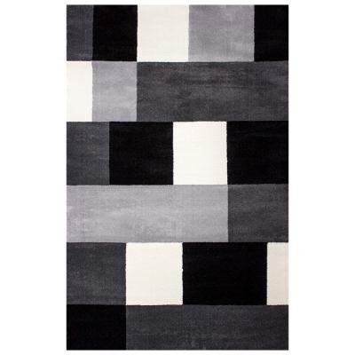TAPETE PARA SALA POLIÉSTER 200X290 CM GRIS CUADROS SUAVE Y RESISTENTE