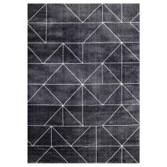TAPETE PARA SALA POLIÉSTER 160X230 CM GRIS LÍNEAS SUAVE Y RESISTENTE