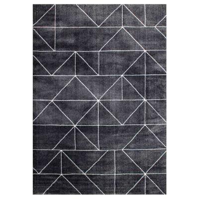 TAPETE PARA SALA POLIÉSTER 160X230 CM NEGRO LÍNEAS SUAVE Y RESISTENTE