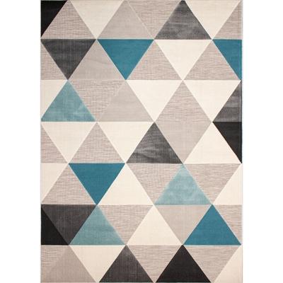 TAPETE PARA SALA POLIPROPILENO 200X290 CM AZUL CON DISEÑO DE TRIÁNGULOS RESISTENTE