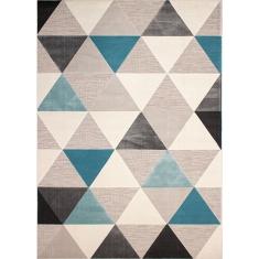 TAPETE PARA SALA POLIPROPILENO 200X290 CM AZUL CON DISEÑO DE TRIÁNGULOS RESISTENTE