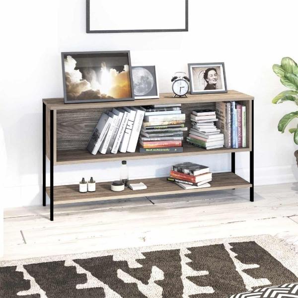 MUEBLE PARA TV PARA 45 PULGADAS MADERA DE INGENIERÍA Y METAL ROBLE 122 X 60.6 X 29.9 CM