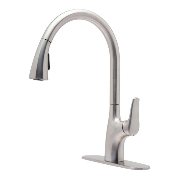 LLAVE PARA FREGADERO MONOMANDO ACERO INOXIDABLE CUELLO ALTO 16.8" EXTRAÍBLE