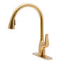 LLAVE PARA FREGADERO MONOMANDO DORADO MANERAL TIPO PALANCA 26" CON MANGUERA EXTRAÍBLE