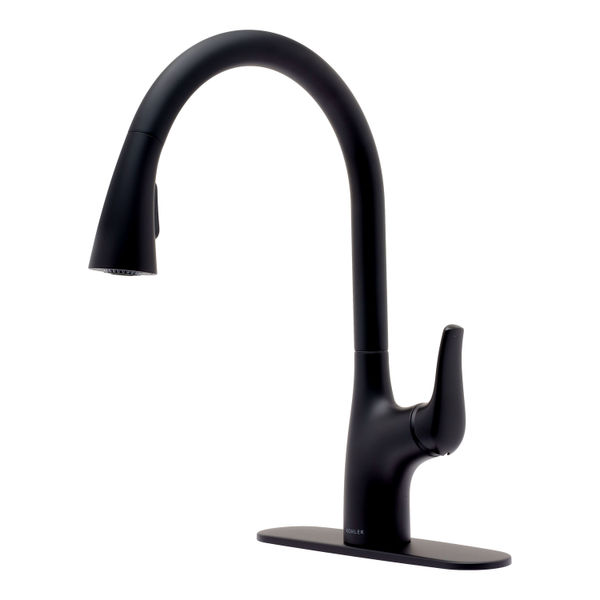 LLAVE PARA FREGADERO MONOMANDO NEGRO CUELLO ALTO 16.9" CON MANGUERA EXTRAÍBLE