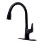 LLAVE PARA FREGADERO MONOMANDO NEGRO CUELLO ALTO 16.9" CON MANGUERA EXTRAÍBLE