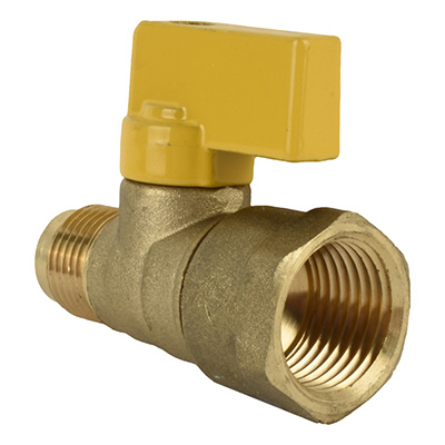 VÁLVULA DE CONTROL RECTA PARA GAS 1/2" X 3/8" DE LATÓN