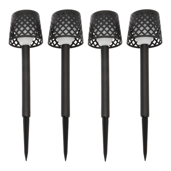 ESTACA DE LUZ SOLAR PARA JARDÍN CON ENCENDIDO AUTOMÁTICO 0.015 W NEGRO 4 PIEZAS