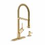 LLAVE PARA FREGADERO MONOMANDO DORADO CUELLO SEMI PRO 22.5" CON ROCIADOR SWEEP