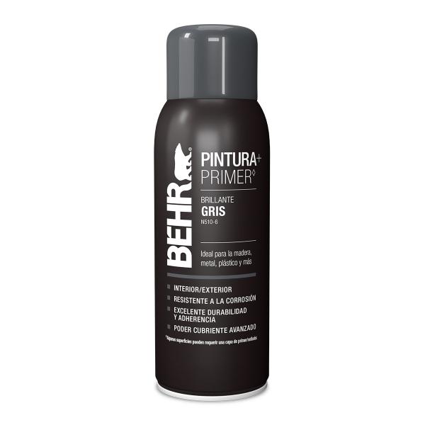 PINTURA EN AEROSOL GRIS BRILLANTE PARA MADERA METAL Y PLÁSTICO DE SECADO RÁPIDO