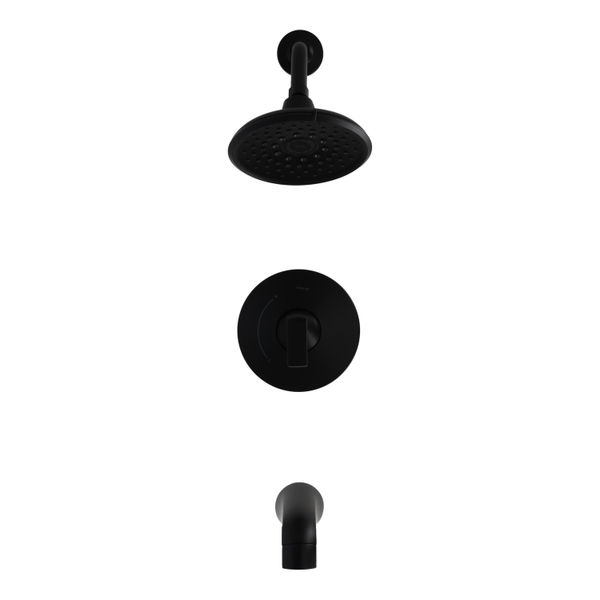 LLAVE MEZCLADORA PARA REGADERA Y TINA A PARED NEGRO MATE CONTROL DE TEMPERATURA