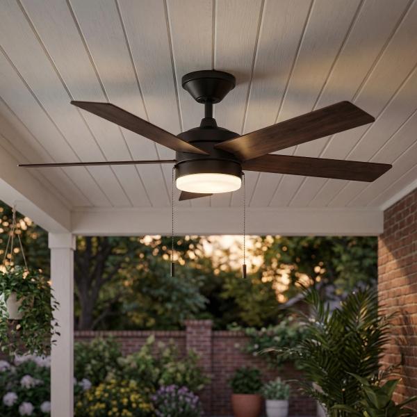 VENTILADOR DE TECHO CALTRIS 48" LED INTEGRADO PARA INTERIOR/EXTERIOR NEGRO