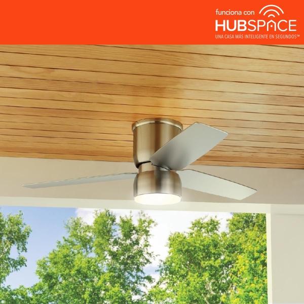 VENTILADOR DE TECHO OSSA 52" INTELIGENTE FUNCIONA CON HUBSPACE PARA INTERIOR NÍQUEL