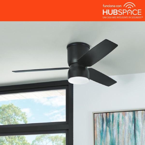 VENTILADOR DE TECHO OSSA 52" INTELIGENTE FUNCIONA CON HUBSPACE PARA INTERIOR NEGRO