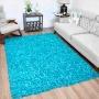 TAPETE PARA SALA POLIÉSTER Y ALGODÓN 120X170 CM TURQUESA FÁCIL DE LIMPIAR