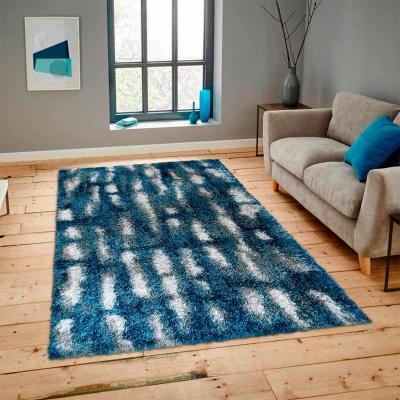 TAPETE PARA SALA POLIÉSTER Y POLIPROPILENO 120X170 CM AZUL FÁCIL DE LIMPIAR