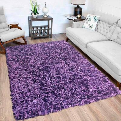 TAPETE PARA SALA POLIÉSTER Y ALGODÓN 120 X 170 CM MORADO FÁCIL DE LIMPIAR
