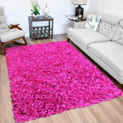 TAPETE PARA SALA POLIÉSTER Y ALGODÓN 120X170 CM FUCSIA FÁCIL DE LIMPIAR