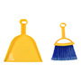 MINI RECOGEDOR CON CEPILLO PLÁSTICO AMARILLO