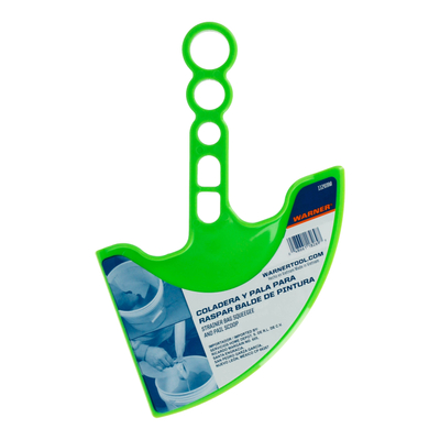 COLADERA Y PALA PARA ESCURRIR Y RASPAR BALDES DE PINTURA DE PLÁSTICO VERDE 2 EN 1