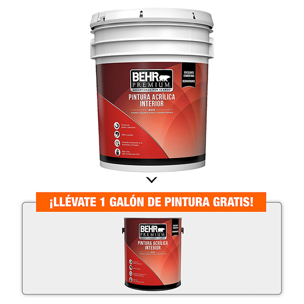 PINTURA BEHR PREMIUM MATE BASE BLANCA 18.63 L