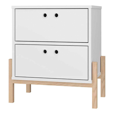 BURÓ DE MADERA BLANCO CON 2 CAJONES ESTILO MODERNO ALMACENAMIENTO FUNCIONAL