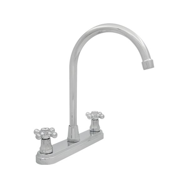 LLAVE PARA FREGADERO DUOMANDO CROMO MANERAL CRUZ 8" AHORRADORA
