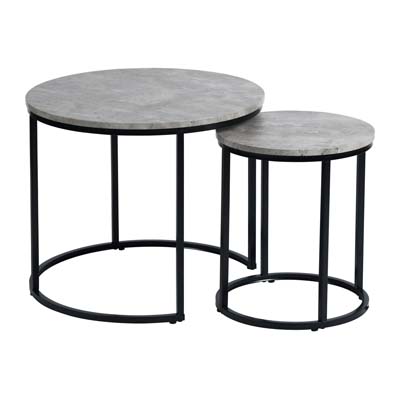 SET DE MESAS DE CENTRO REDONDA 2 PIEZAS 60X60X50CM GRIS
