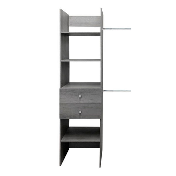 CLÓSET MELAMINA Y MDF ARMABLE 190 X 50 X 40 CM CAFÉ GRIS CON 2 CAJONES