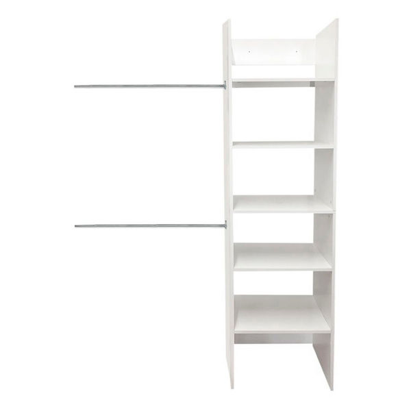 CLÓSET MELAMINA Y MDF ARMABLE 190 X 50 X 40 CM BLANCO CON ENTREPAÑOS Y DOBLE PERCHERO