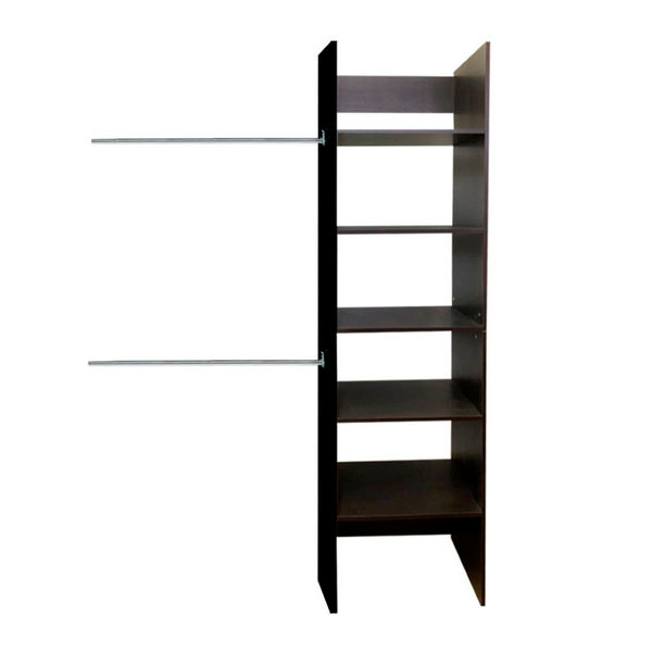 CLÓSET MELAMINA Y MDF ARMABLE 190 X 50 X 40 CM CAFÉ CON ENTREPAÑOS